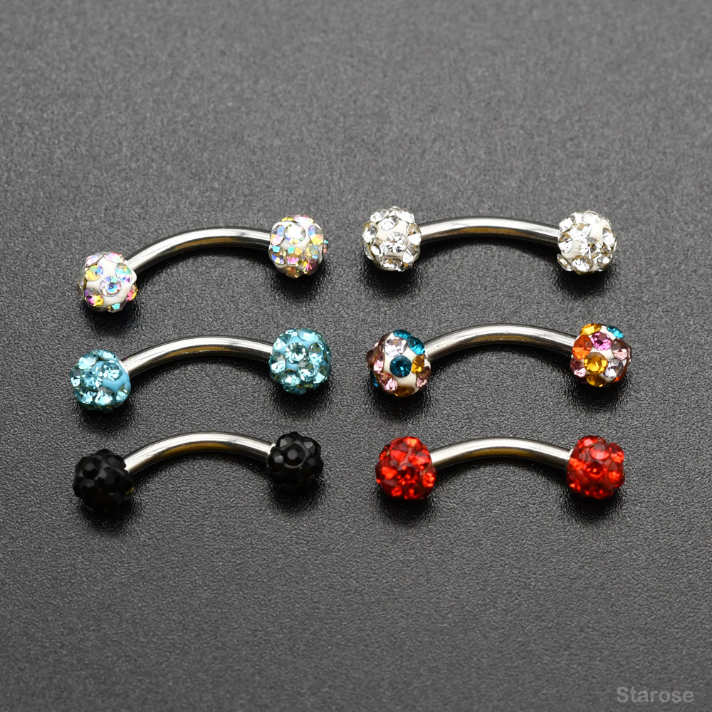 Nipple Bar Curved - 2Pcs 4mm Crystal Ball Curved Bar