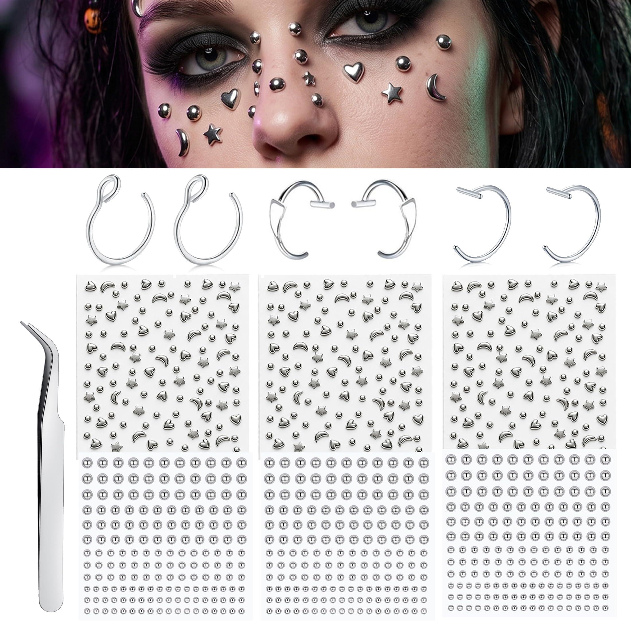 Body Jewelry Stickers - Fake Piercings Balls Stick on Nose