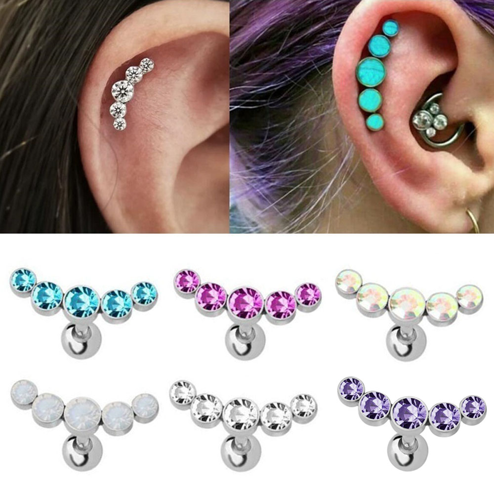 Body Jewelry Ear Piercing - 1Pcs Fashion 16G Crystal Gem Opal