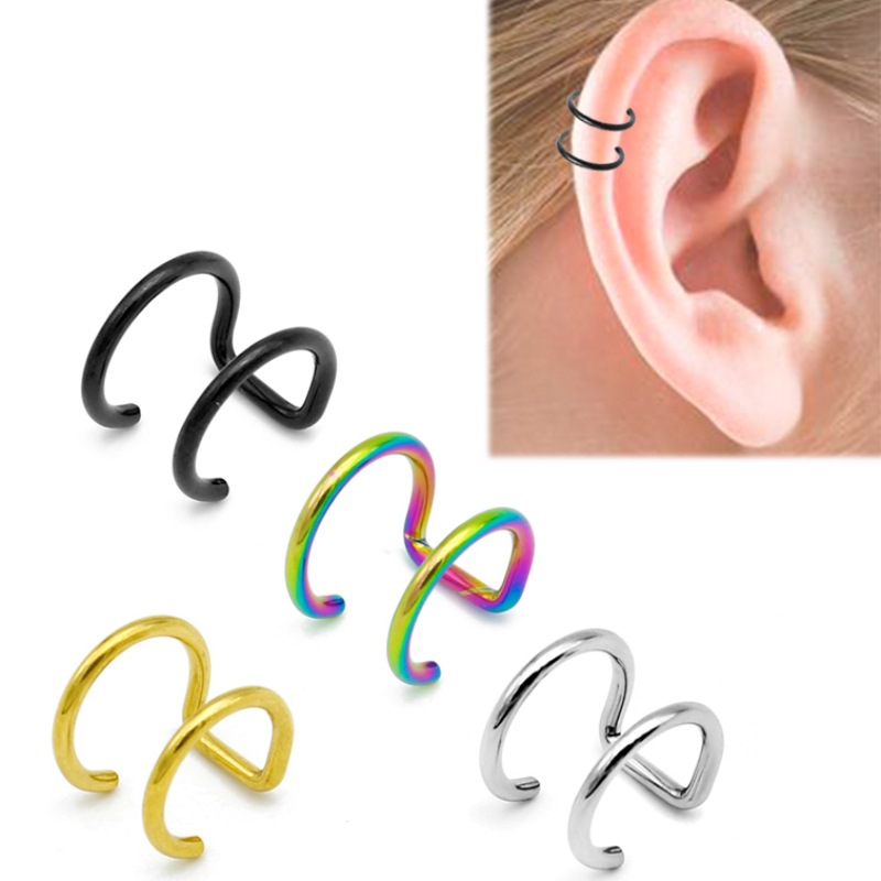 Body Jewelry Ear Piercing - 2Pcs 316L Stainless Steel Clip on
