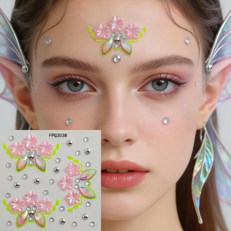Body Jewelry Stickers - Face Jewel Stickers Iridescent Rhinestone Self