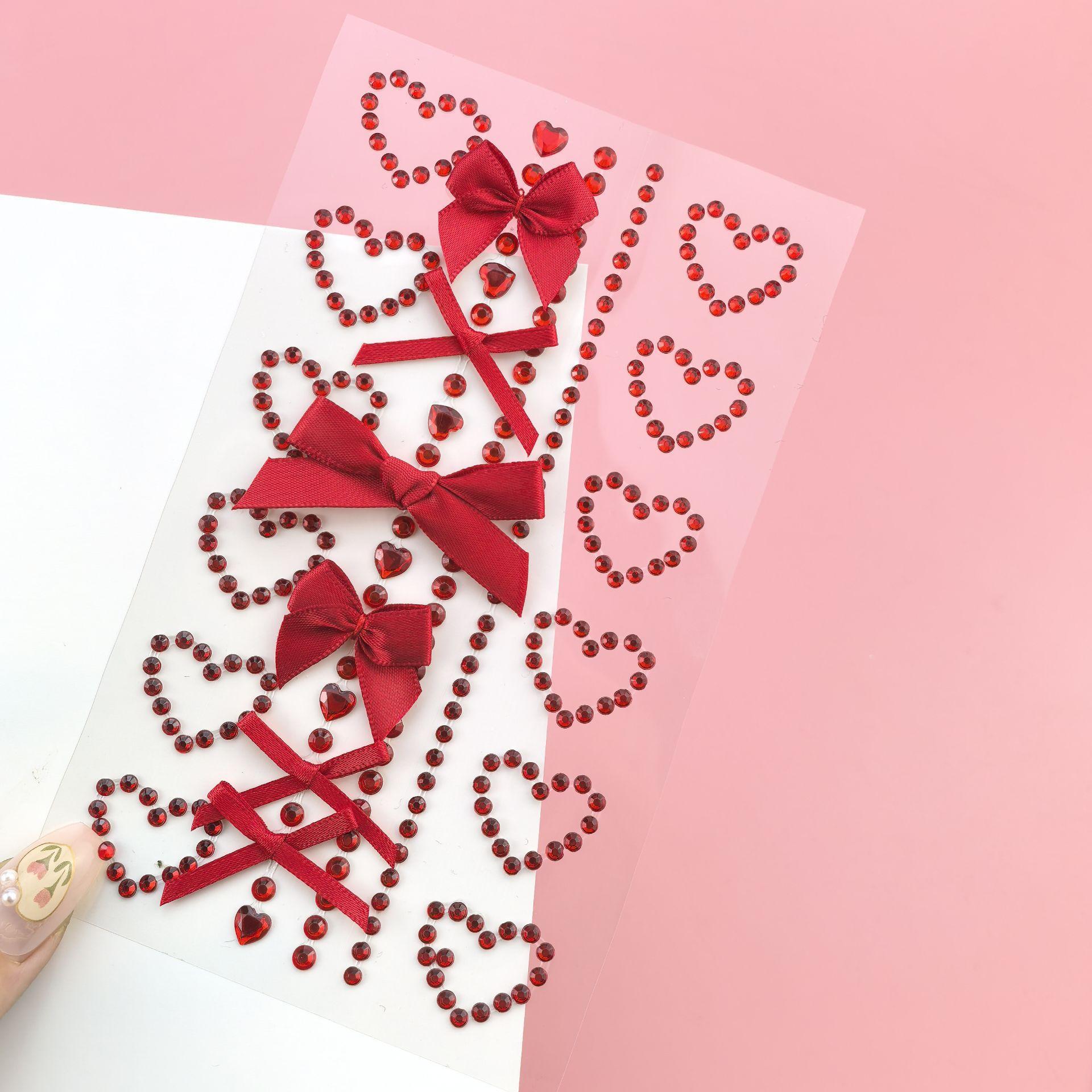 Body Jewelry Stickers - 1 Sheet Red Ribbon Bow Sparkly
