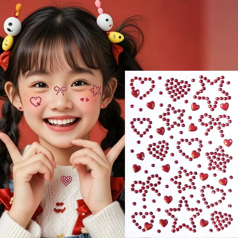 Body Jewelry Stickers - 1 Sheet Colorful Self Adhesive Face