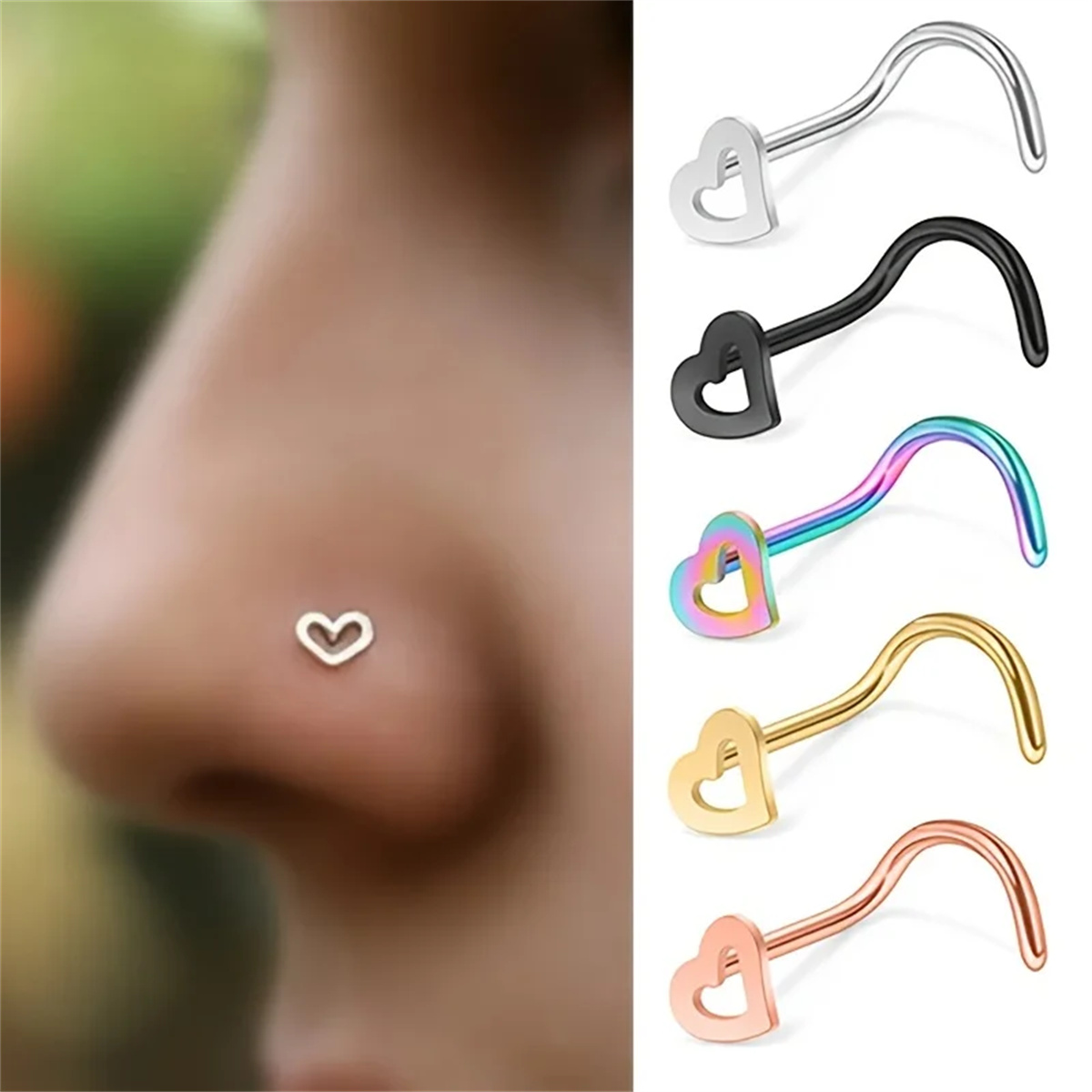 Body Jewelry Metal Types - EVISPOL 5Pcs Fashion Hollow Heart Shape