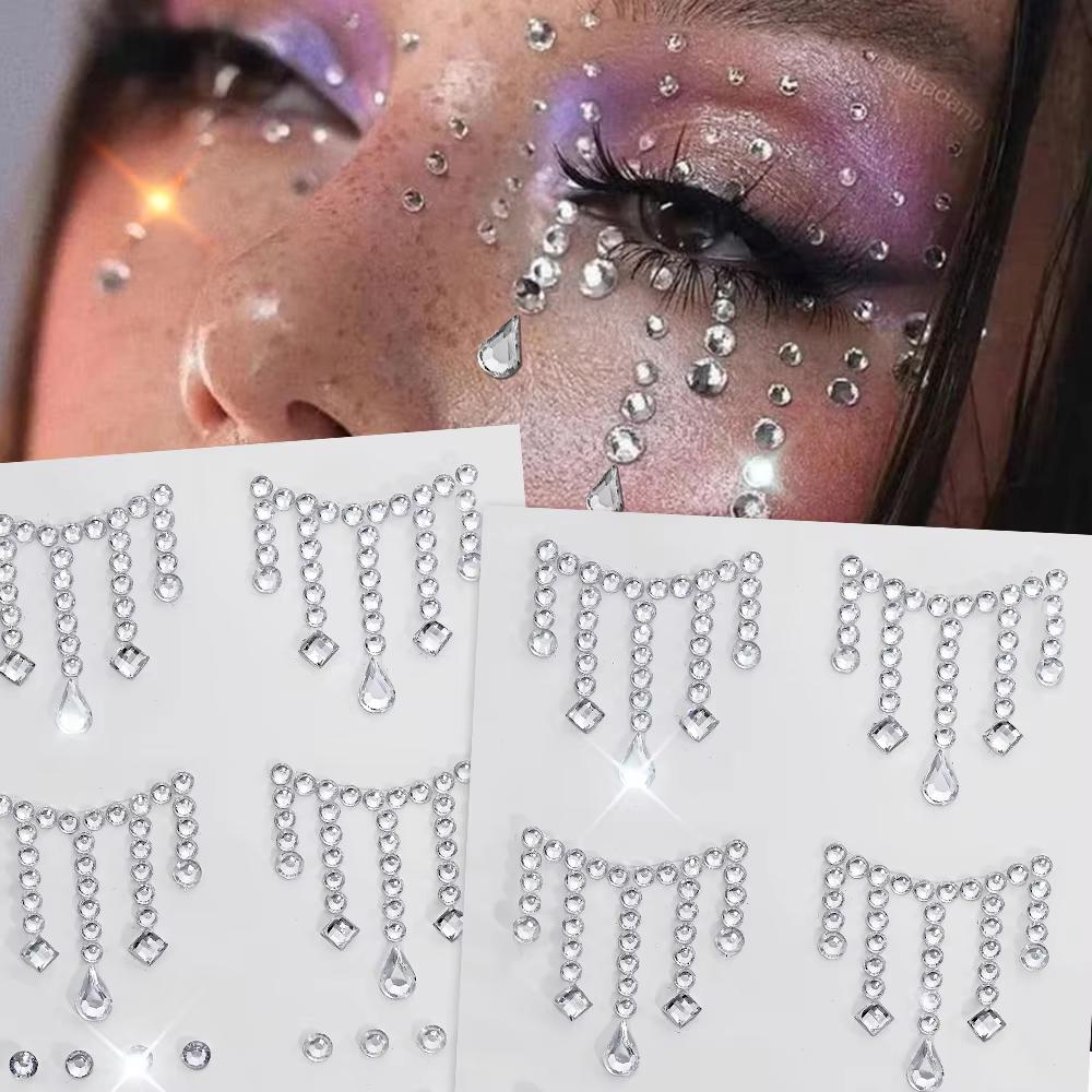 Body Jewelry Stickers - 1/5 Sheets Face Jewels Stickers DIY