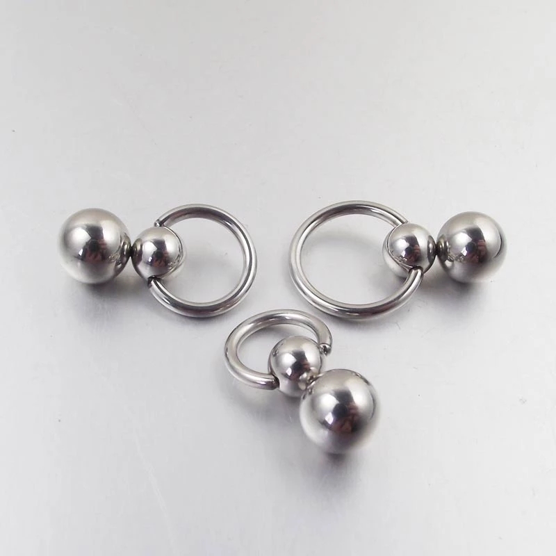 Nipple Bar Curved - Stainless Steel Double Ball Cucurbit Gourd