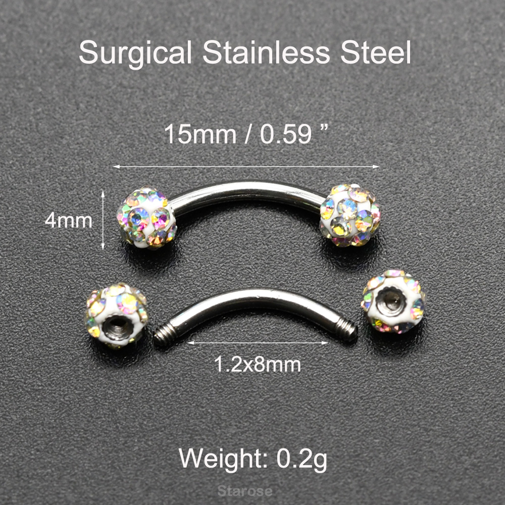 2Pcs 4mm Crystal Ball Curved B - Nipple Bar Curved review and price