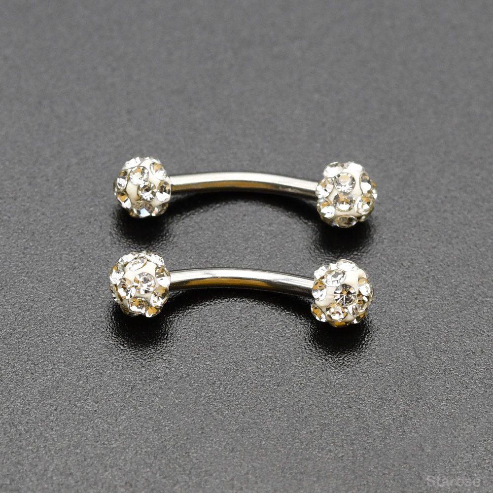 2Pcs 4mm Crystal Ball Curved B - Nipple Bar Curved review and price