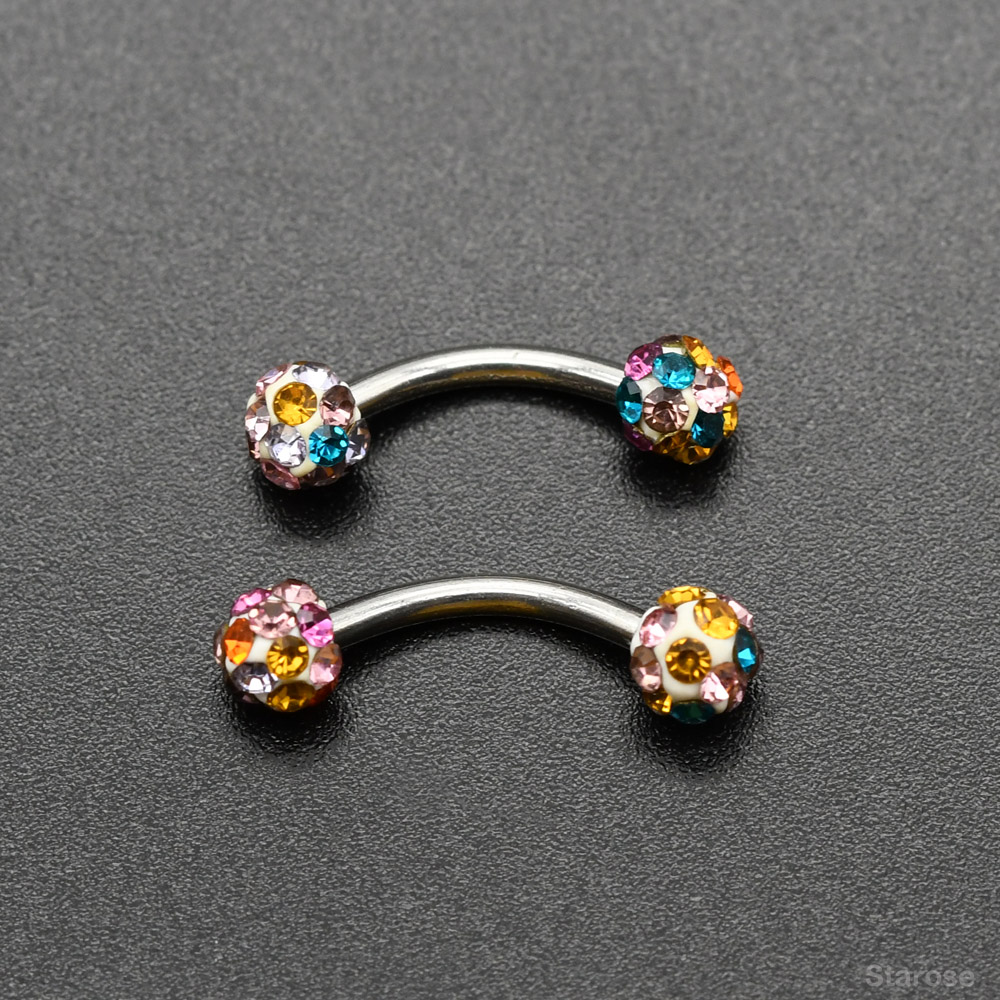 2Pcs 4mm Crystal Ball Curved B - Nipple Bar Curved review and price