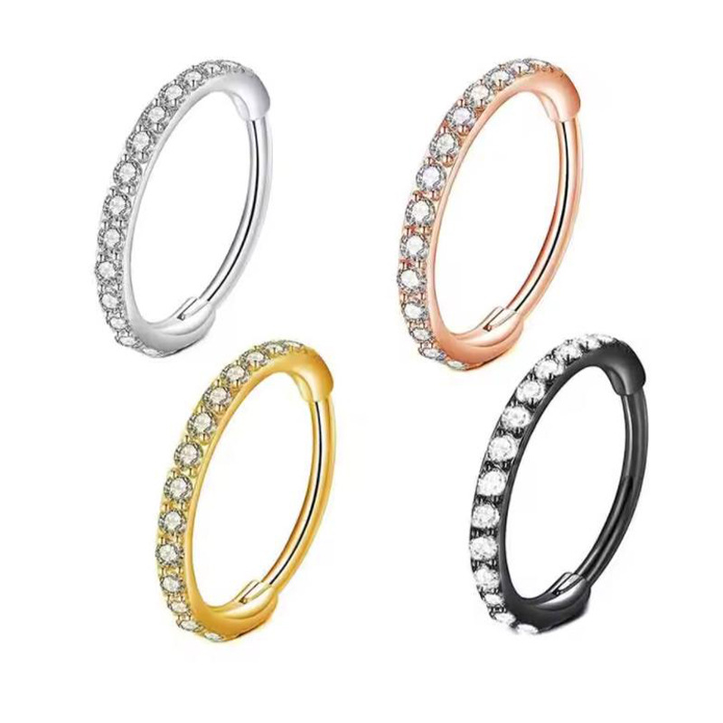 16G Clear CZ Nose Ring Hoop 31 - Body Jewelry Ear Piercing review and price