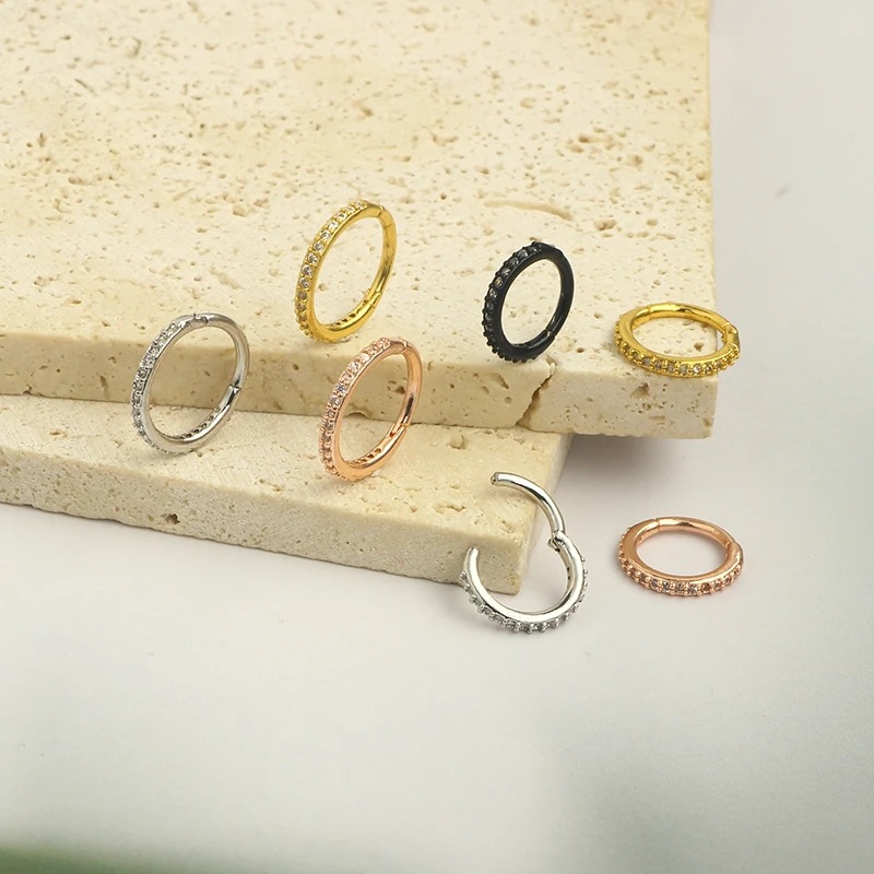 16G Clear CZ Nose Ring Hoop 31 - Body Jewelry Ear Piercing review and price