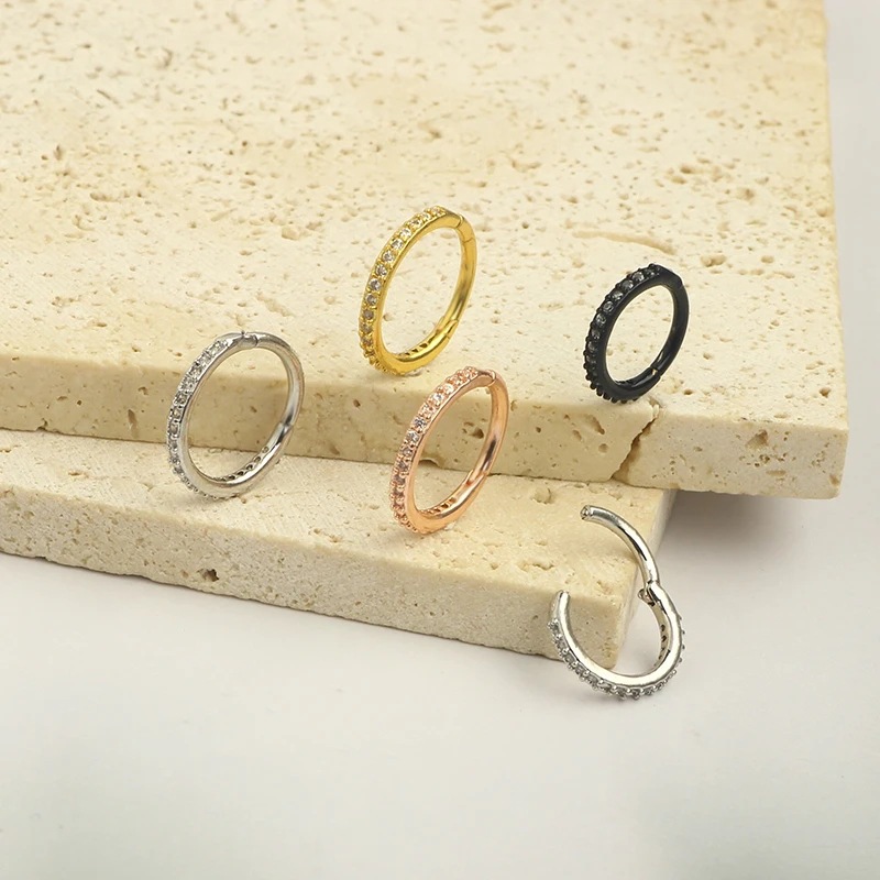 16G Clear CZ Nose Ring Hoop 31 - Body Jewelry Ear Piercing review and price