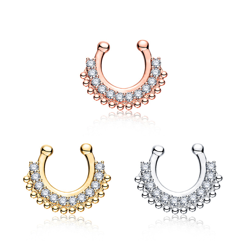 1PCS U-type Fake Septum Clicke - Body Jewelry Metal Types review and price