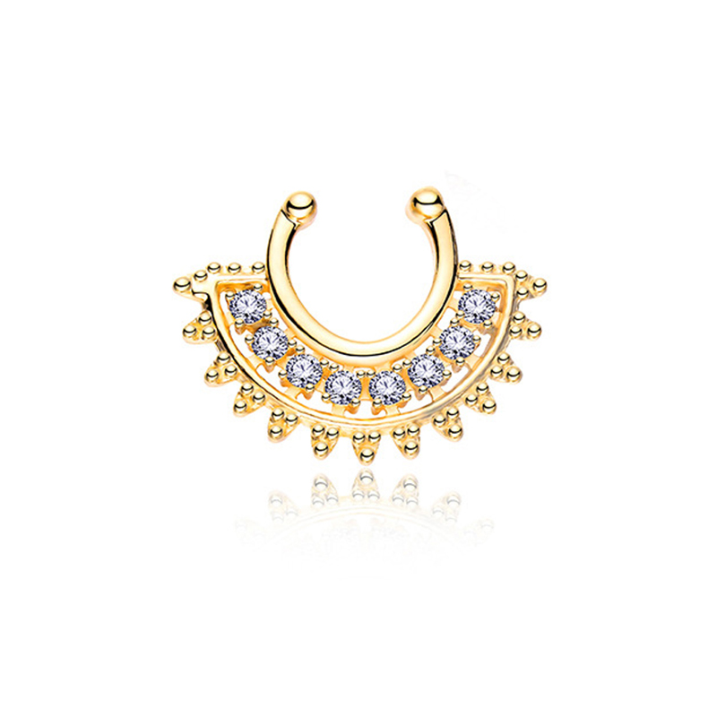 1PCS U-type Fake Septum Clicke - Body Jewelry Metal Types review and price