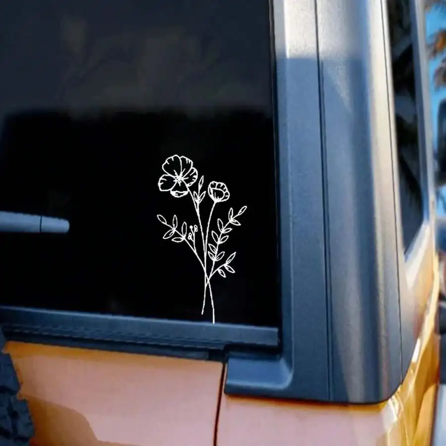 1pc Wild Flower Car Sticker, S - Body Jewelry Stickers review and price