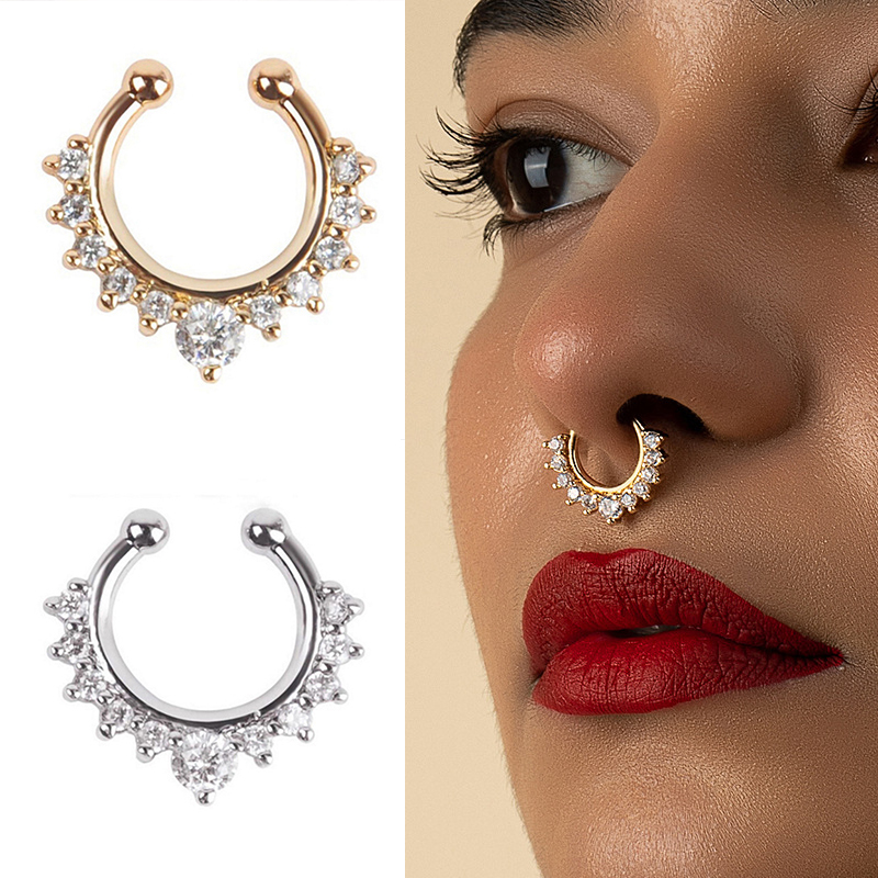 1PC U-Shape Nose Clip Fake Nos - Body Jewelry Ear Piercing review and price