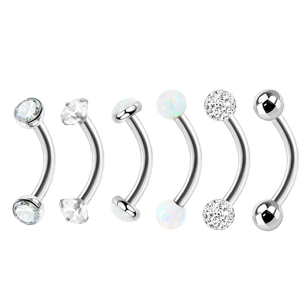 6pc 16g Mixed Type Opal Crysta - Body Jewelry Metal Types review and price