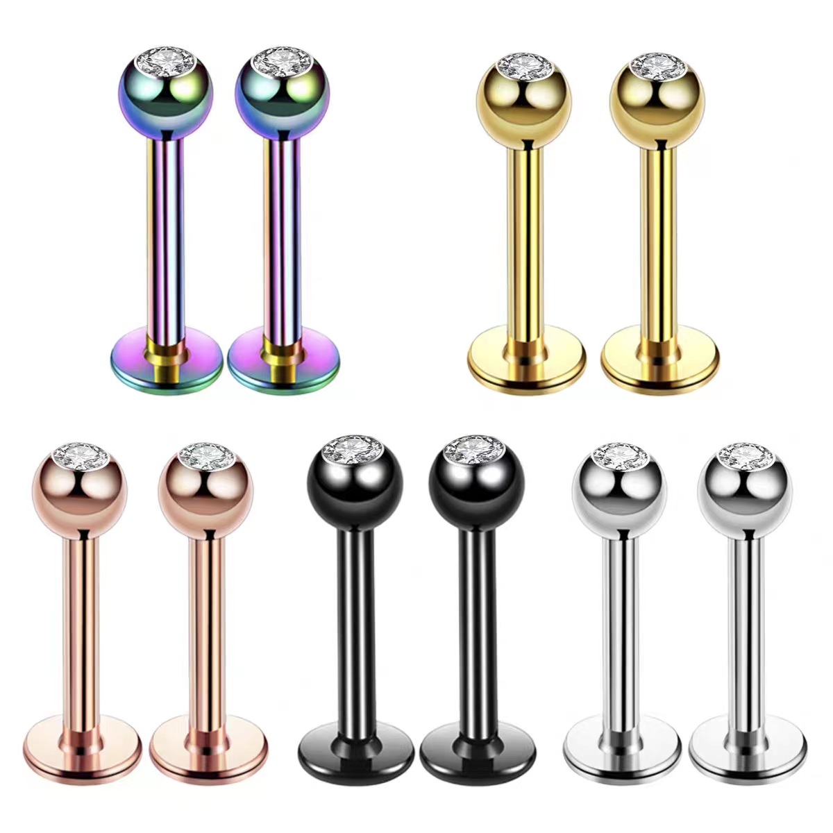 16G Surgical Steel Ball Top CZ - Body Jewelry Ear Piercing review and price