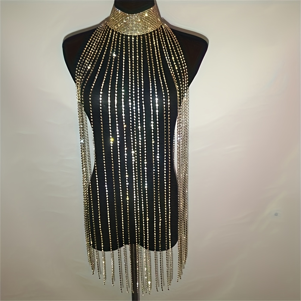 Sexy Rhinestone Bra Body Chain - Body Jewelry Chest review and price