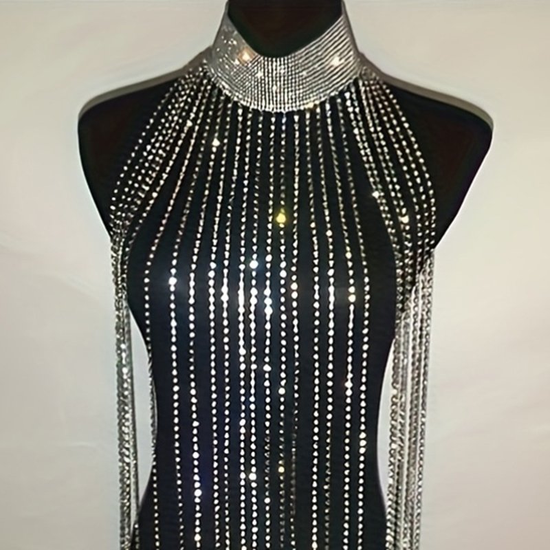 Sexy Rhinestone Bra Body Chain - Body Jewelry Chest review and price